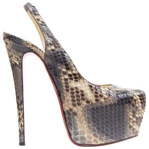 Christian Louboutin python platform sling back